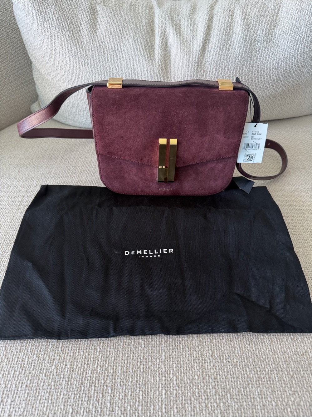 DeMellier Burgundy Suede Crossbody with Gold Hardware